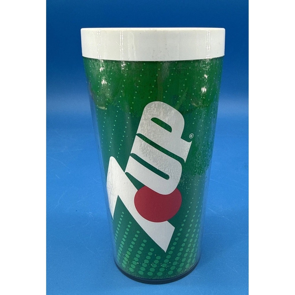 Vintage 7 UP Thermo Serv Tumbler Drinking Glass Plastic